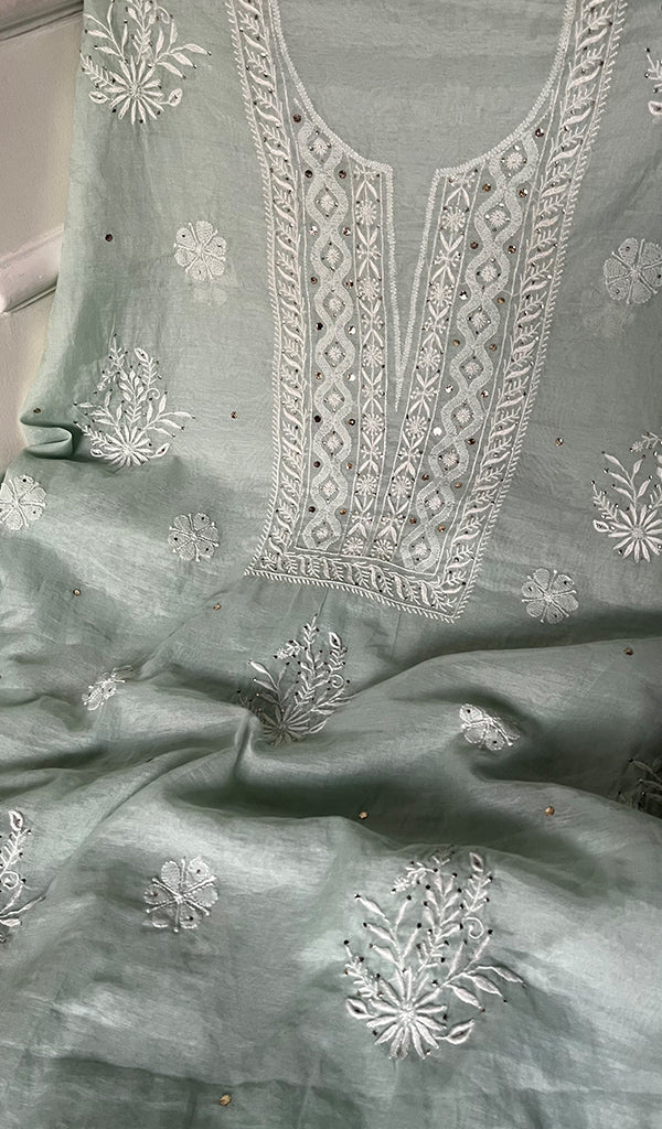 Women's Lakhnavi Handcrafted Mul Chanderi Kurta And Dupatta Set - HONC0254133