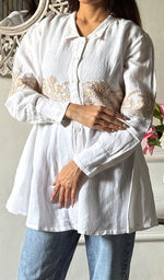 Load image into Gallery viewer, Mahika Women's Lucknowi Handcrafted Slub Cotton Chikankari Shirt - HONC0344238