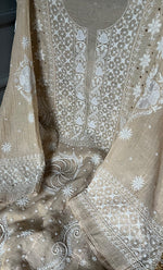 将图像加载到图库查看器中， Women&#39;s Lakhnavi Handcrafted Tissue Chanderi Unstitched Anarkali And Dupatta Set - HONC0279552
