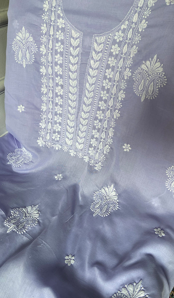 Women's Lakhnavi Handcrafted Cotton Chikankari Unstitched Kurti Fabric - HONC0368466