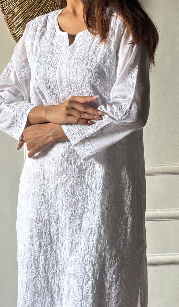 Women's Lakhnavi Handcrafted Cotton Chikankari Kurti - HONC0347113