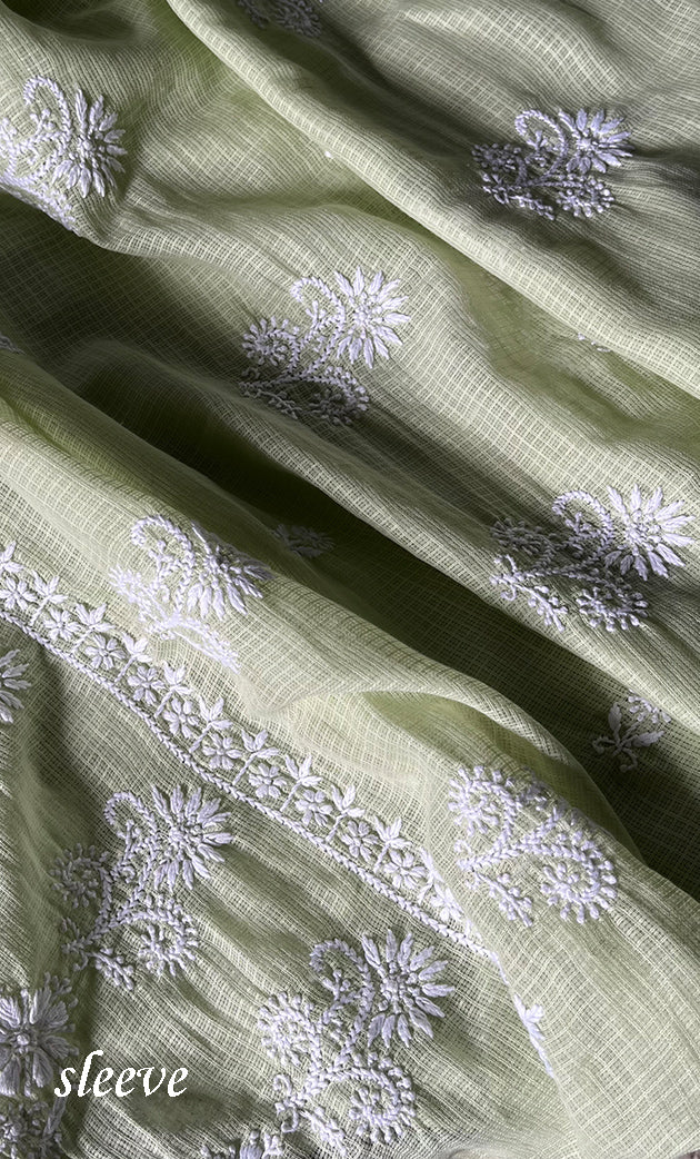 Women's Lucknowi Handcrafted Kota Cotton Chikankari Unstitched Kurta And Dupatta Set - HONC0312634