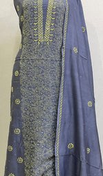 将图像加载到图库查看器中， Women&#39;s Lakhnavi Handcrafted Chanderi Silk Chikankari Full Suit - HONC077303
