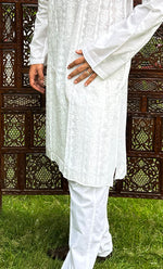 Load image into Gallery viewer, Men&#39;s Lucknowi Handcrafted Cotton Chikankari Kurta - HONC0295444
