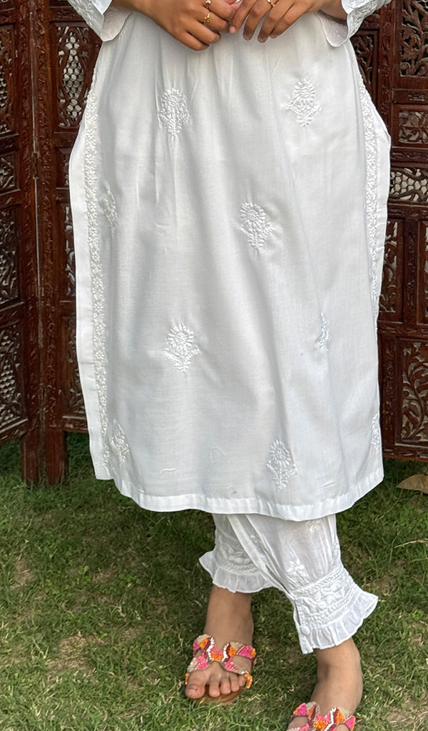 Falak Women's Lucknowi Handcrafted Cotton Chikankari Kurti - HONC0220783