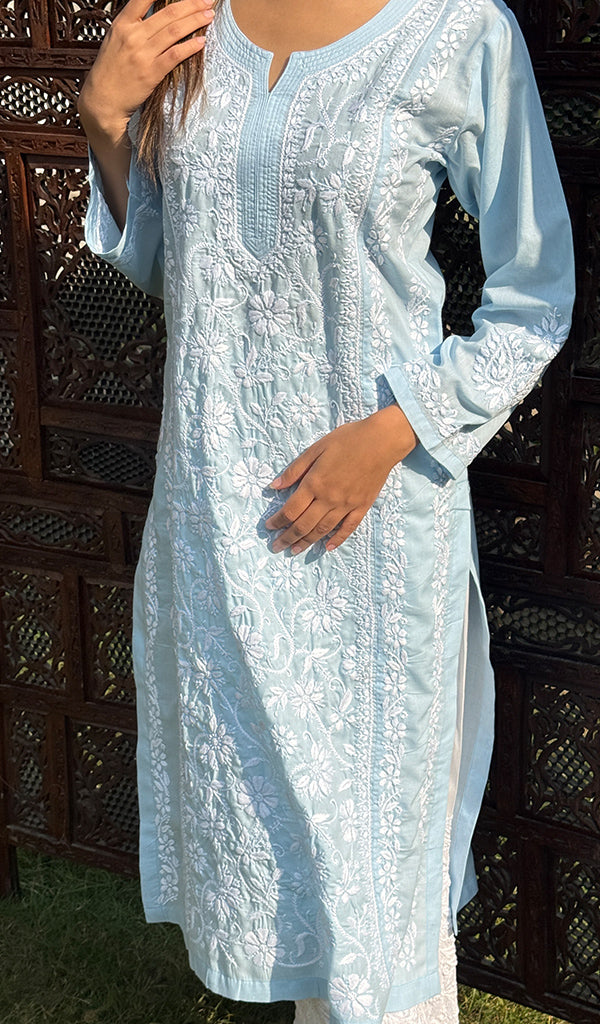 Iqra Women's Lucknowi Handcrafted Cotton Chikankari Kurti - HONC0164366