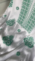 Load image into Gallery viewer, Women's Lakhnavi Handcrafted Modal Cotton Unstitched Chikankari Kurta Dupatta Set - HONC0334631