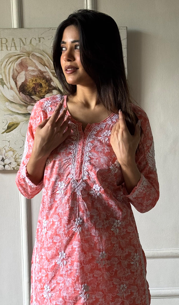 Women's Lakhnavi Handcrafted Cotton Chikankari Top - HONC0346976