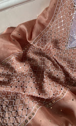 Load image into Gallery viewer, Khushboo Women&#39;s Lakhnavi Handcrafted Pure Organza Chikankari Unstitched Kurta And Dupatta Set- HONC0
