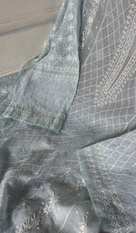 Load image into Gallery viewer, Women's Lakhnavi Handcrafted Mul Chanderi Semi - Stitchd Anarkali And Dupatta Set - HONC0272132