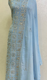 Load image into Gallery viewer, Women&#39;s Lakhnavi Handcrafted Viscose Georgette Chikankari Full Suit Material - HONC0119526