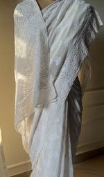 Load image into Gallery viewer, Women&#39;s Lakhnavi Handcrafted Pure Silk Georgette Chikankari - HONC0272503
