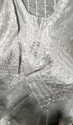 Load image into Gallery viewer, Women's Lakhnavi Handcrafted Tissue Chanderi Semi-Stitched Anarkali And Dupatta Set - HONC0323649
