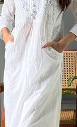 将图像加载到图库查看器中， Women&#39;s Lucknowi Handcrafted Cotton Chikankari Kurti - HONC0270124
