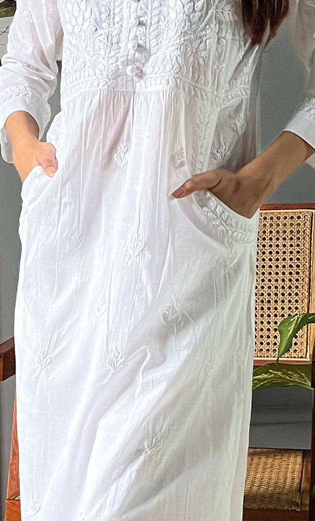 Women's Lucknowi Handcrafted Cotton Chikankari Kurti - HONC0270124