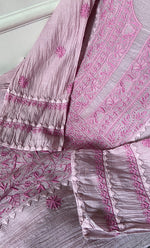 将图像加载到图库查看器中， Women's Lakhnavi Handcrafted Mul Chanderi Semi - stitched Chikankari Full Suit Material - HONC0317047