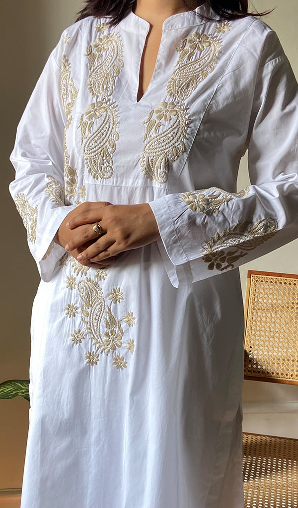 Women's Lucknowi Handcrafted Cotton Chikankari Kurti - HONC0276910