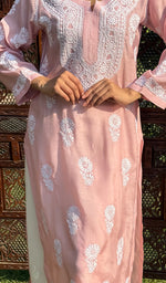 Load image into Gallery viewer, Heeba Women&#39;s Lucknowi Handcrafted Muslin Chikankari Kurti - HONC0177079
