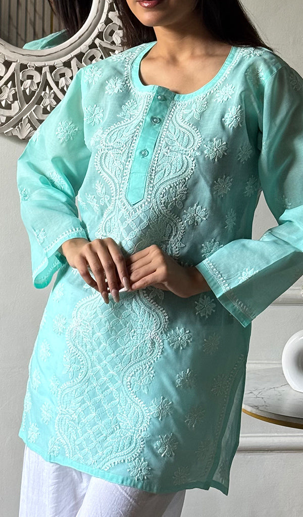 Women's Lakhnavi Handcrafted Cotton Chikankari Top - HONC0347238