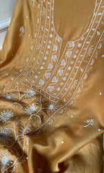 Load image into Gallery viewer, Women&#39;s Lucknowi Handcrafted Chanderi Silk Unstitched Chikankari Full Suit Material - HONC0278003
