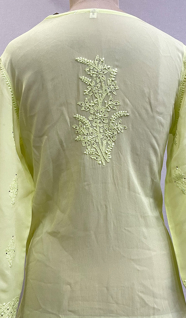 Shamya Women's Lucknowi Handcrafted Viscose Georgette Chikankari Kurta Palazzo With Dupatta Set - HONC0155074