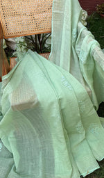Load image into Gallery viewer, Women&#39;s Lakhnavi Handcrafted Mul Chanderi Chikankari Saree - HONC0259130
