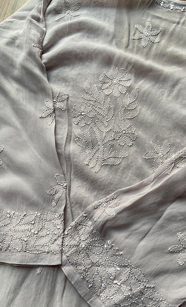 Safiya Women's Lakhnavi Handcrafted Viscose Georgette Chikankari Kurti - HONC0300295