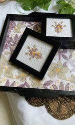 Load image into Gallery viewer, Chikankari Tray with Four Coasters - HONCO310952
