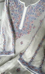 Load image into Gallery viewer, Women&#39;s Lakhnavi Handcrafted Mul Chanderi Semi - Stitched Kurta And Dupatta Set - HONC0314230
