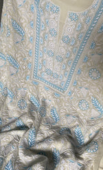Load image into Gallery viewer, Women&#39;s Lakhnavi Handcrafted Pure Silk Georgette Chikankari Kurta And Dupatta Set - HONC0295347
