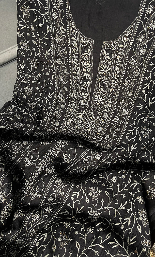 Women's Lakhnavi Handcrafted Mul Chanderi Kurta And Dupatta Set- HONC0280884