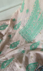Load image into Gallery viewer, Women's Lakhnavi Handcrafted Mul Chanderi Unstitched Chikankari Full Suit Material - HONC0316863