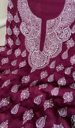 Load image into Gallery viewer, Women&#39;s Lucknowi Handcrafted Faux-Georgette Chikankari Suit Material - HONC0263011
