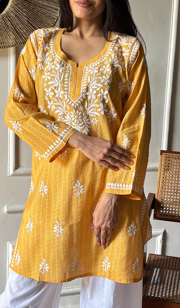 Sezuka Women's Lakhnavi Handcrafted Cotton Chikankari Top - HONC0350777