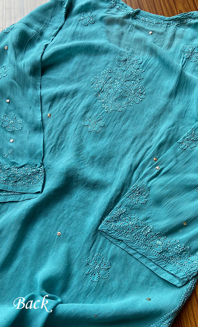 Yusra Women's Lakhnavi Handcrafted Viscose Georgette Chikankari Kurti- HONC0282692