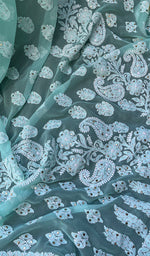 Load image into Gallery viewer, Women&#39;s Lakhnavi Handcrafted Faux-Georgette Chikankari Saree - HONC0188878
