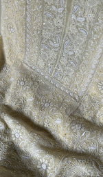 Load image into Gallery viewer, Women&#39;s Lakhnavi Handcrafted Pure Silk Georgette Chikankari Suit Material - HONC0146032
