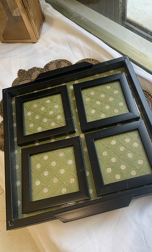 Chikankari Tray with Four Coasters - HONCO295536