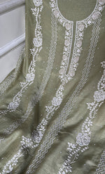 将图像加载到图库查看器中， Women&#39;s Lakhnavi Handcrafted Mul Chanderi Unstitched Kurta And Dupatta Set - HONC0301227
