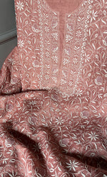 将图像加载到图库查看器中， Women&#39;s Lakhnavi Handcrafted Munga Silk Chikankari Kurta And Dupatta Set- HONC0264873
