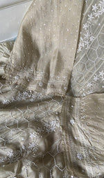 Load image into Gallery viewer, Women's Lucknowi Handcrafted Pure Organza Silk Chikankari Semi - stitched Anarkali Dupatta Set- HONC0362220