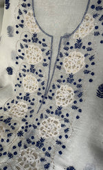 Load image into Gallery viewer, Women's Lakhnavi Handcrafted Pure Organza Chikankari Unstitched Kurta And Dupatta Set- HONC0322163