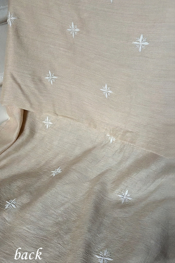 Lucknowi Handcrafted Munga Silk Chikankari Unstitched Unisex Kurta Fabric - HONC0320844