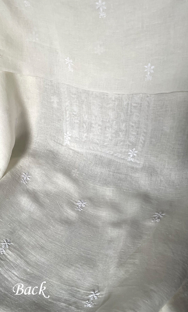 Women's Lakhnavi Handcrafted Cotton Chikankari Unstitched Kurti Fabric - HONC0324593