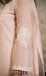 Load image into Gallery viewer, Women&#39;s Lakhnavi Handcrafted Mul Chanderi Chikankari Stitched Kurta, Dupatta And Pant Set - HONC0324260
