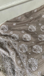 将图像加载到图库查看器中， Women's Lakhnavi Handcrafted Mul Chanderi Semi - Stitched Kurta And Dupatta Set - HONC0374243