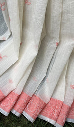 Load image into Gallery viewer, Women&#39;s Lakhnavi Handcrafted Chanderi silk Chikankari Saree - HONC0281266
