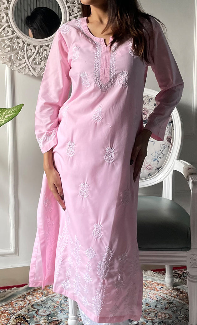 Women's Lucknowi Handcrafted Cotton Chikankari Kurti - HONC0330706