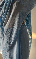 Load image into Gallery viewer, Women&#39;s Lakhnavi Handcrafted Viscose Georgette Chikankari Saree - HONC0271076
