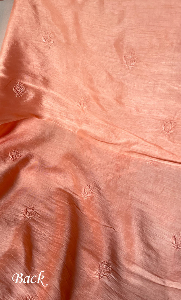 Lucknowi Handcrafted Raw Silk Chikankari Unstitched Men's Kurta Fabric - HONC0288528